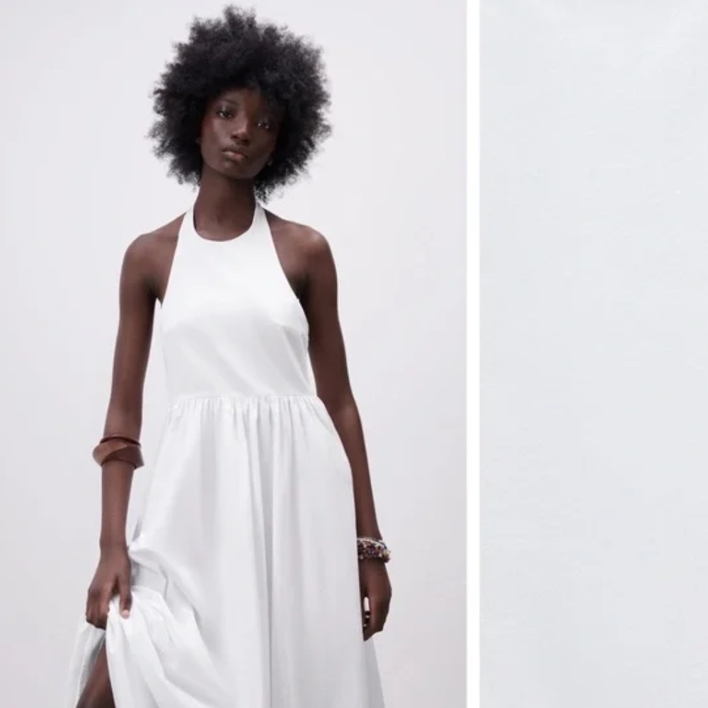 Zara White Halter Poplin Maxi Dress - Picture 8 of 16